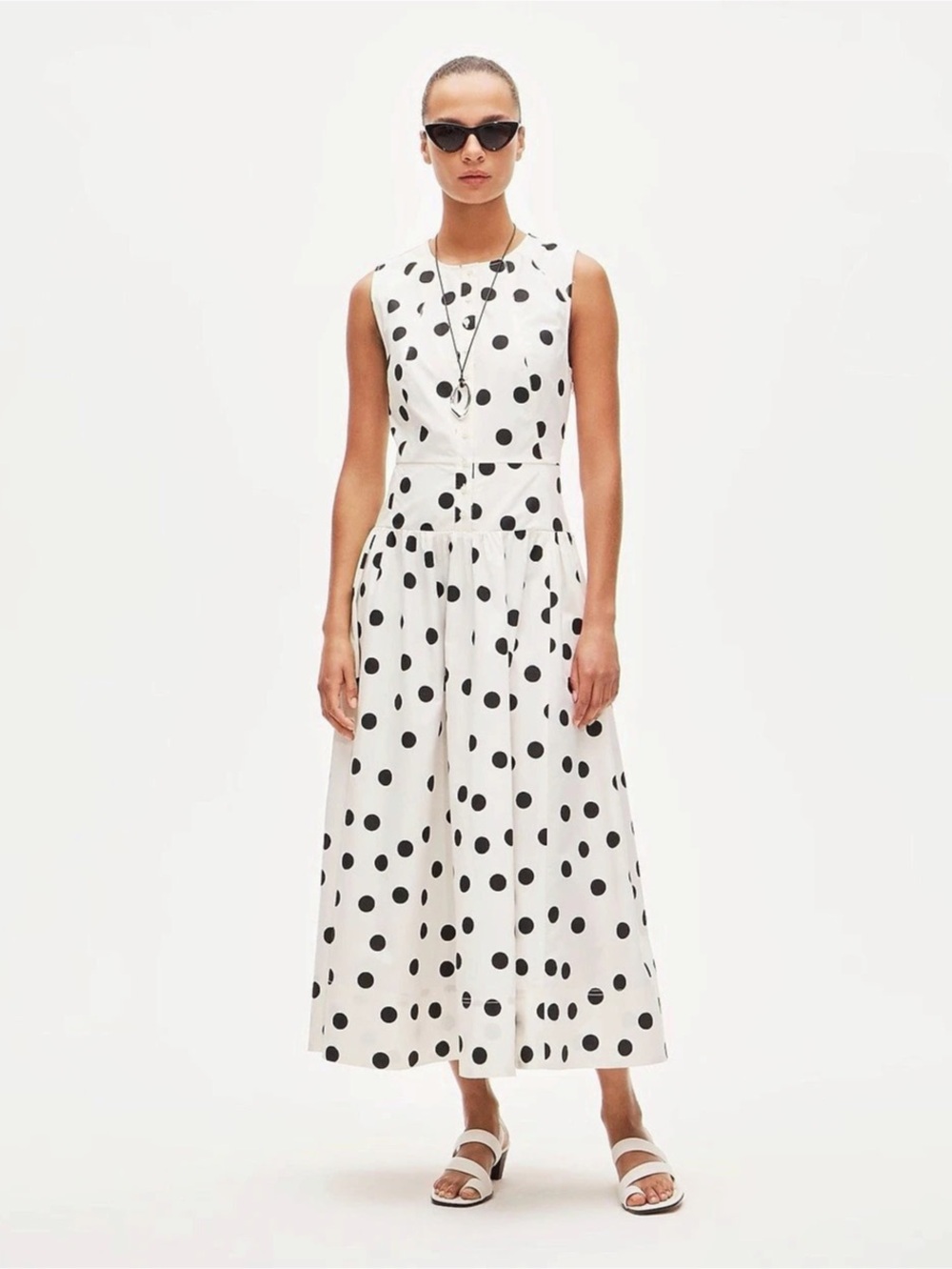 J.Crew Button-front dress in dot-print cotton poplin Dot-Print Cotton Poplin